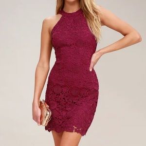 Lulu’s Love Poem Magenta Lace Mini Dress